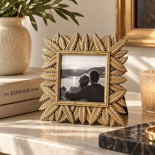 4x4" Leaf Photo Frame | Gold Effect