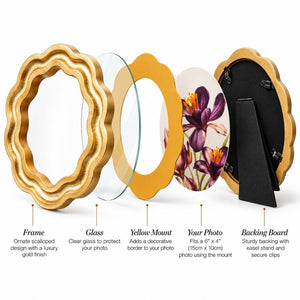 4x4" Gold Wavy Photo Frame | Circle
