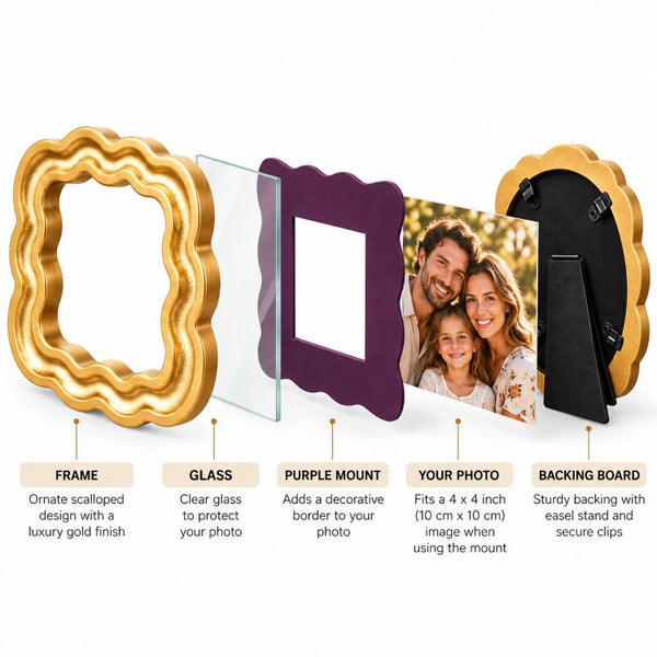 4x4" Gold Wavy Photo Frame | Square