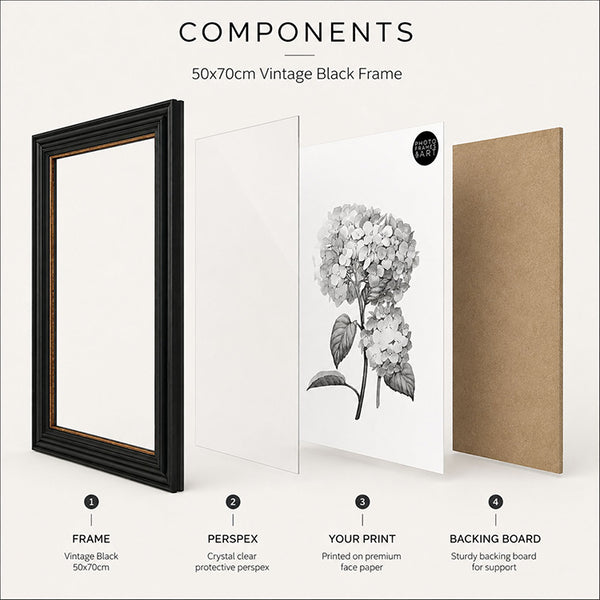 50x70cm Shabby Chic Poster Frame | Vintage Black