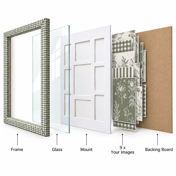 64x64 cms Gingham Collage Frame | 9 Apertures