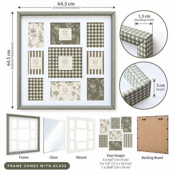 64x64 cms Gingham Collage Frame | 9 Apertures