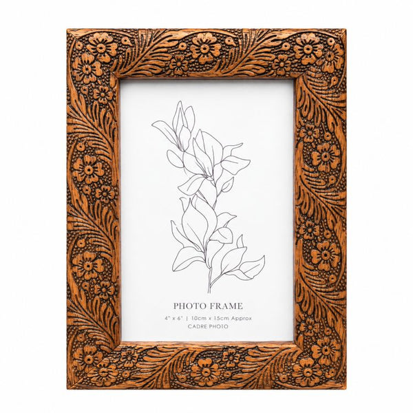 6x4" Photo Frame | Floral Etched