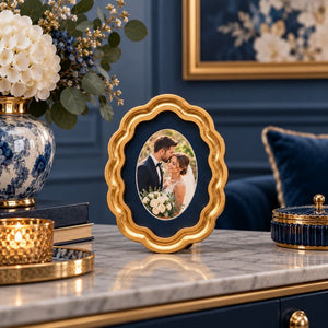 6x4" Gold Wavy Photo Frame |  Oval