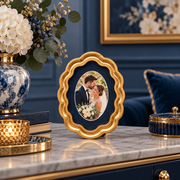 6x4" Gold Wavy Photo Frame |  Oval