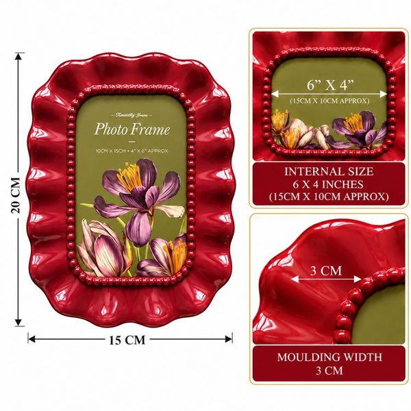 Burgundy Ruffle Photo Frames | Set of two