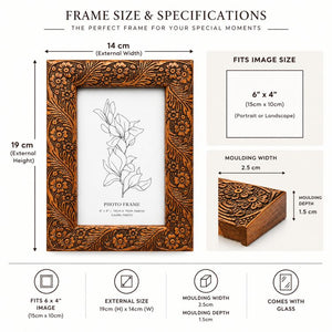 6x4" Photo Frame | Floral Etched