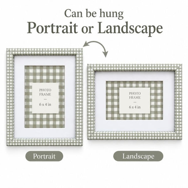 6x4" Photo Frame | Green Gingham