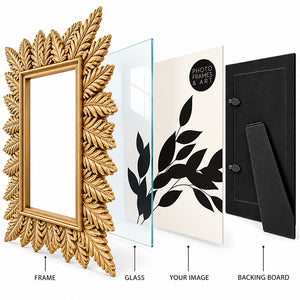 6x4" Leaf Photo Frame | Gold Effect