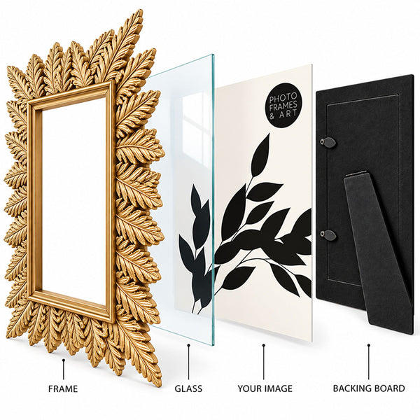 6x4" Leaf Photo Frame | Gold Effect