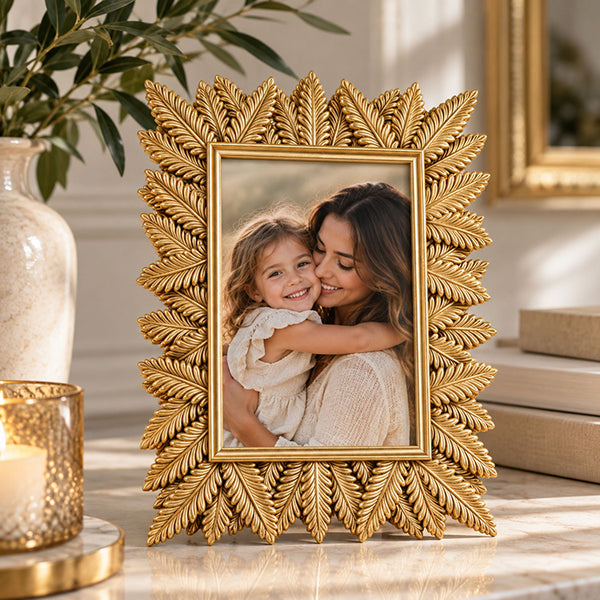 6x4" Leaf Photo Frame | Gold Effect