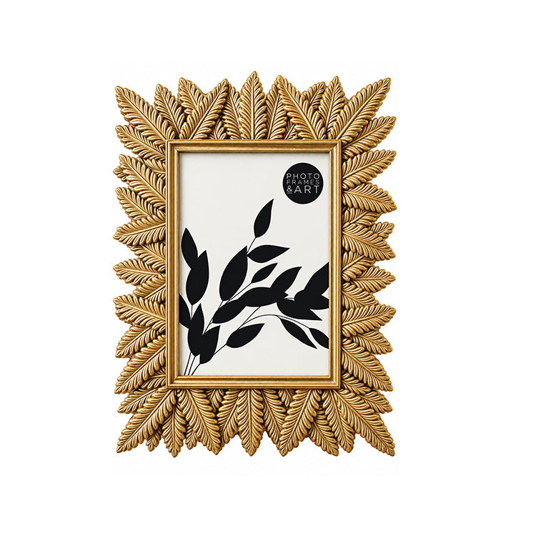 6x4" Leaf Photo Frame | Gold Effect