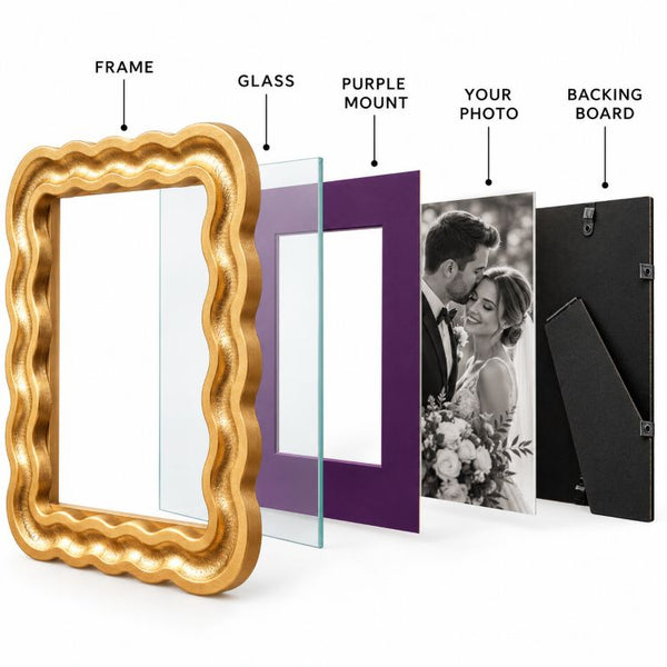 6x4" Gold Wavy Photo Frame |  Rectangle