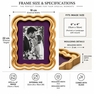6x4" Gold Wavy Photo Frame |  Rectangle