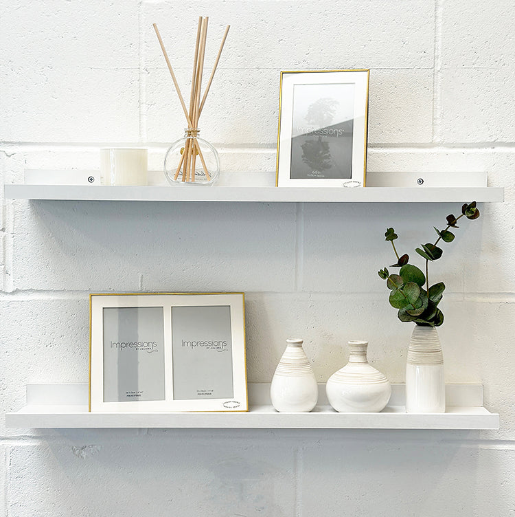 White Picture Ledge Set Of Two - Picture Shelf | Floating Shelves - Wall Decor Pack Of 2 70 CM Wall Decor Picture Shelves