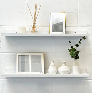 White Picture Ledge Set Of Two - Picture Shelf | Floating Shelves - Wall Decor Pack Of 2 70 CM Wall Decor Picture Shelves