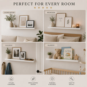 White Picture Ledge Set Of Two | Floating Shelves