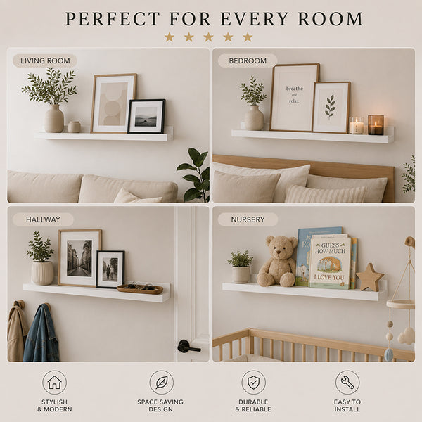 White Picture Ledge Set Of Two | Floating Shelves