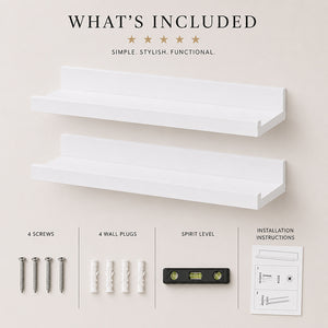 White Picture Ledge Set Of Two | Floating Shelves