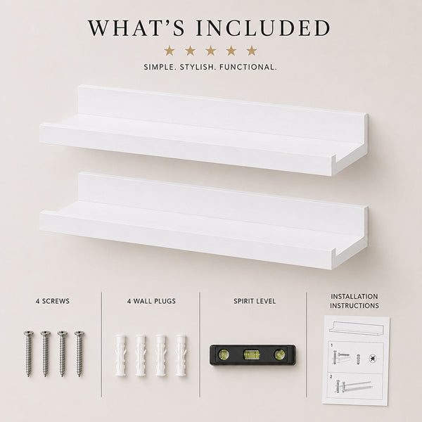 White Picture Ledge Set Of Two | Floating Shelves