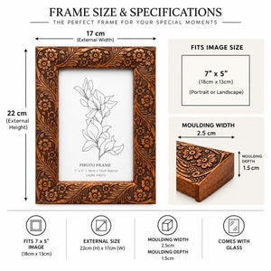 7x5" Photo Frame | Floral Etched