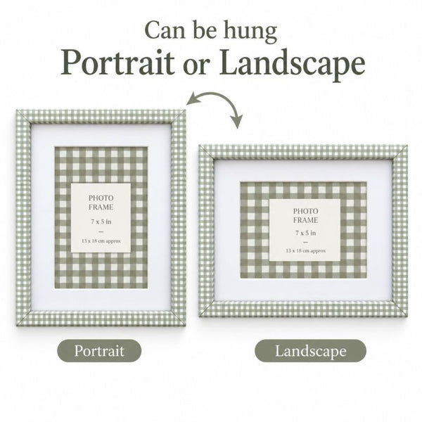 7x5" Photo Frame | Green Gingham