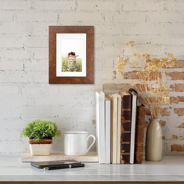 Everyday 7x5" Photo Frame With Mount  | Rustic Wood Effect