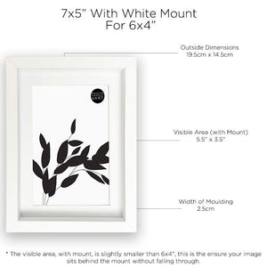 7x5" White Photo Frame | With Mount for 6x4" Picture