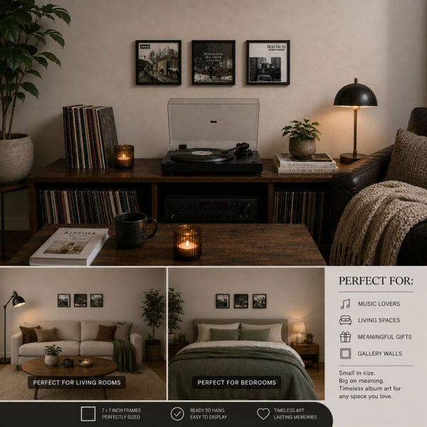 Set of 3 7" Vinyl Single Cover Frames | Oxford Black
