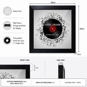 Set of 3 7" Vinyl Single Cover Frames | Oxford Black