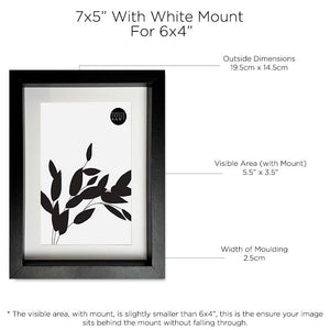 7x5" Black Photo Frame | With Mount for 6x4" Picture