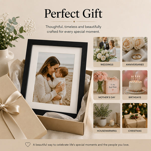 8x6" Oxford Black Photo Frame With Mount | Set Of 3