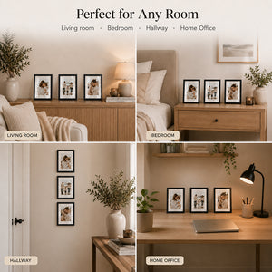 8x6" Oxford Black Photo Frame With Mount | Set Of 3