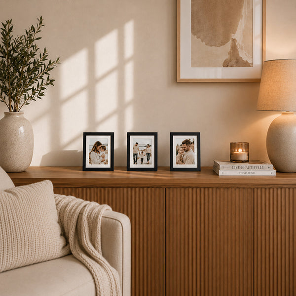 8x6" Oxford Black Photo Frame With Mount | Set Of 3