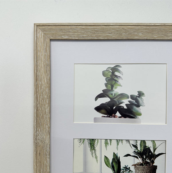 44x54cms Light Wood Effect Collage Frame | 8 Apertures