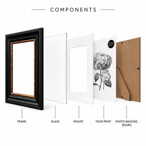 8x6" Shabby Chic Photo Frame with Soft White Mount | Vintage Black
