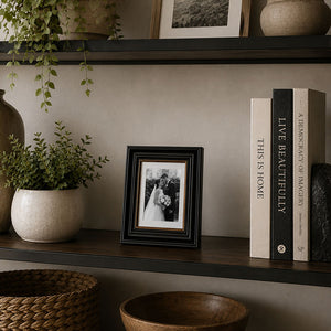 8x6" Shabby Chic Photo Frame with Soft White Mount | Vintage Black