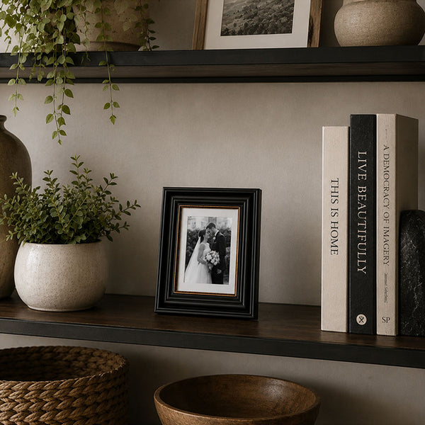 8x6" Shabby Chic Photo Frame with Soft White Mount | Vintage Black
