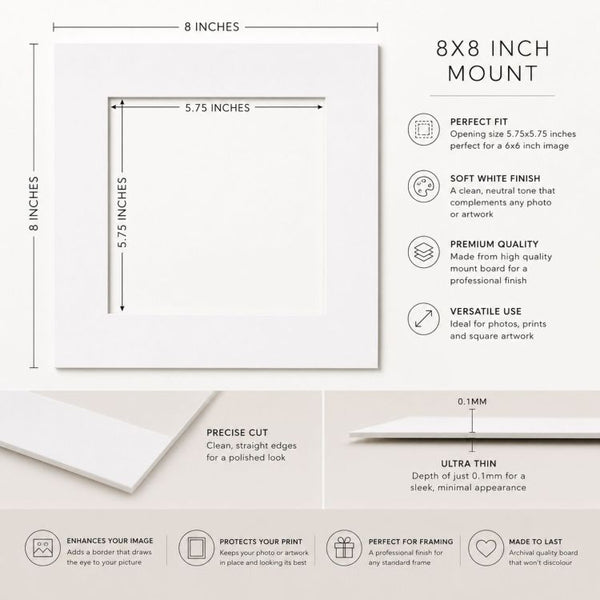 8x8" for 6x6" Image Mount | Soft White