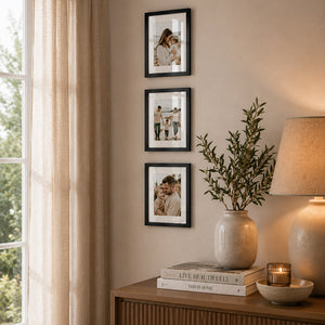9x7" Oxford Black Photo Frame With Mount| Set of 3