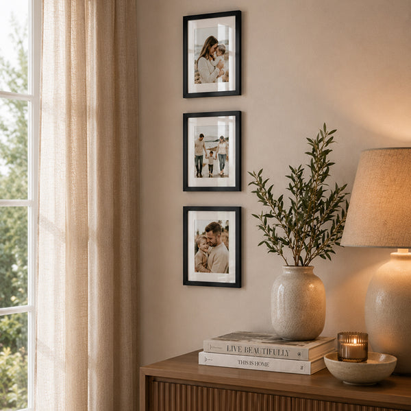 9x7" Oxford Black Photo Frame With Mount| Set of 3