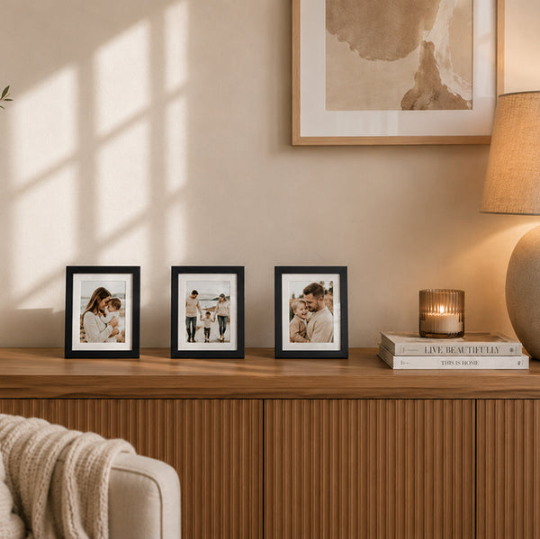 9x7" Oxford Black Photo Frame With Mount| Set of 3