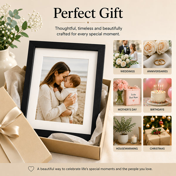 10x8" Oxford Black Photo Frame With Mount | Set of 3