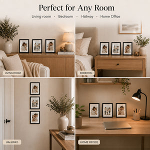 9x7" Oxford Black Photo Frame With Mount| Set of 3