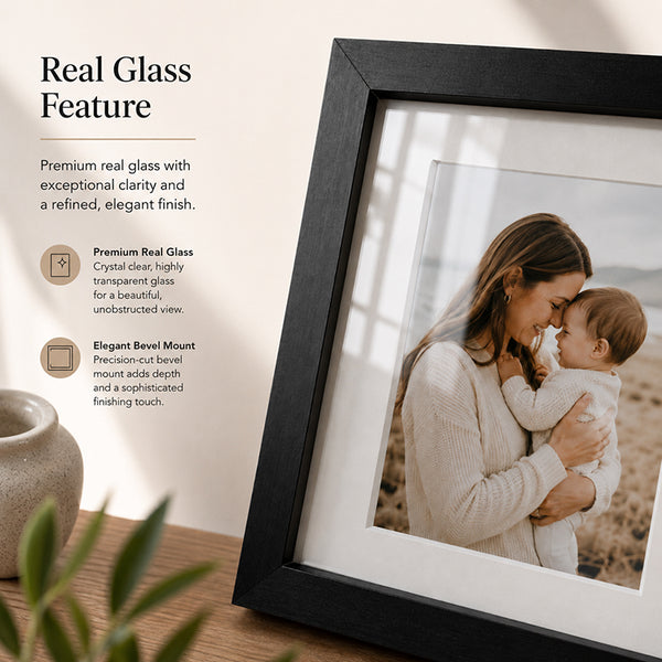 10x8" Oxford Black Photo Frame With Mount | Set of 3