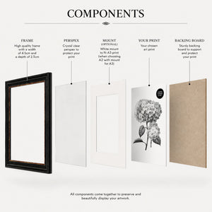 A2 Shabby Chic Poster Frame For A3 Print With Mount | Vintage Black