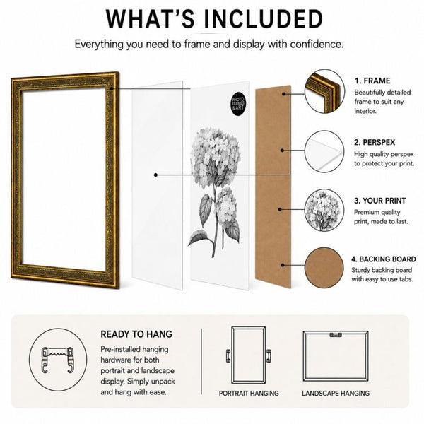 A2 Traditional Antique Style Photo Frame | Gold