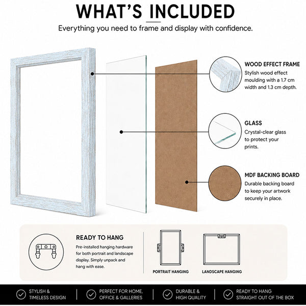 A3 Frame with Glass | DIstressed Blue
