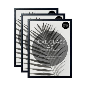 A3 Black Photo Frame With Glass | Set Of 3