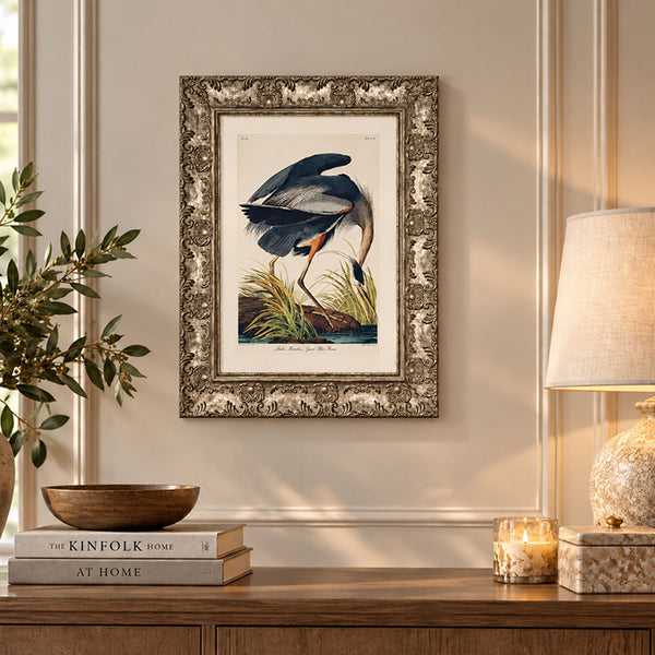 A3 Ornate Antique Frame With Glass | Champagne Silver